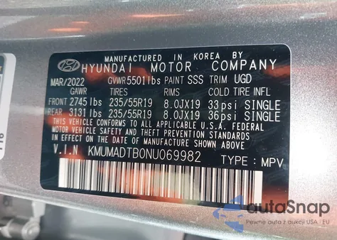 2022 Genesis Gv70 2.5T Awd из США, поврежденный, VIN KMUMADTB0NU069982